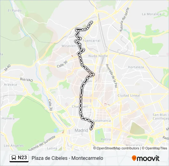 N23 Bus Line Map