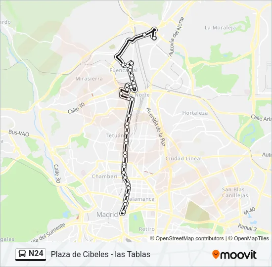 N24 Bus Line Map