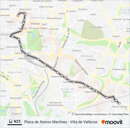 N25 Bus Line Map