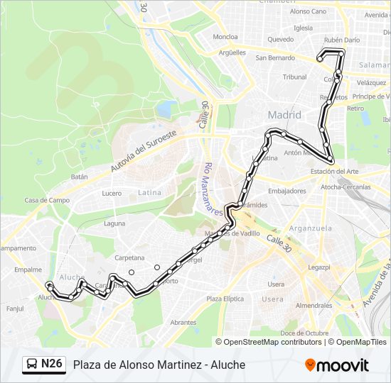 N26 Bus Line Map