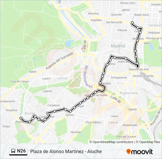 N26 Bus Line Map
