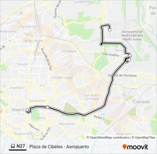 N27 Bus Line Map
