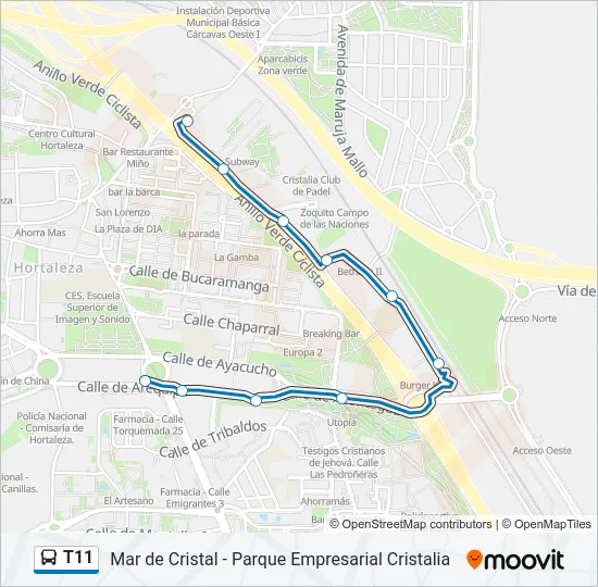 T11 Bus Line Map