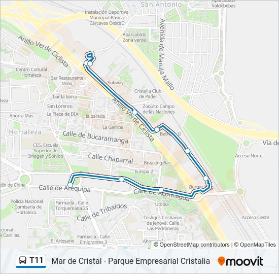 T11 Bus Line Map