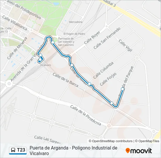 T23 Bus Line Map