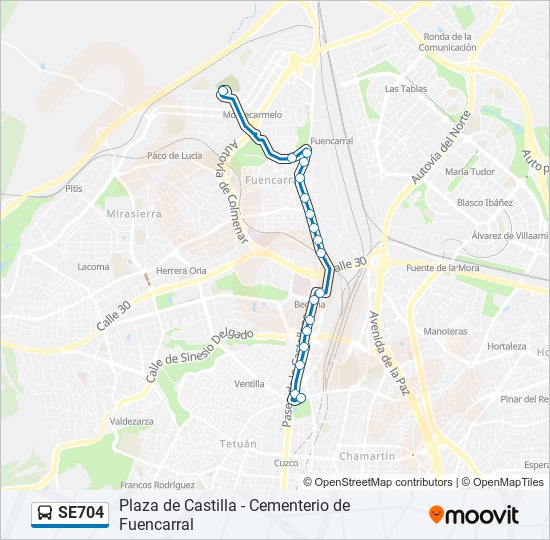 Mapa de SE704 de autobús