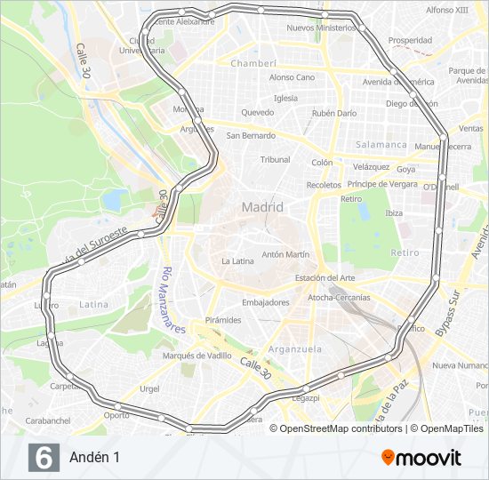 M-6 metro Mapa de línia