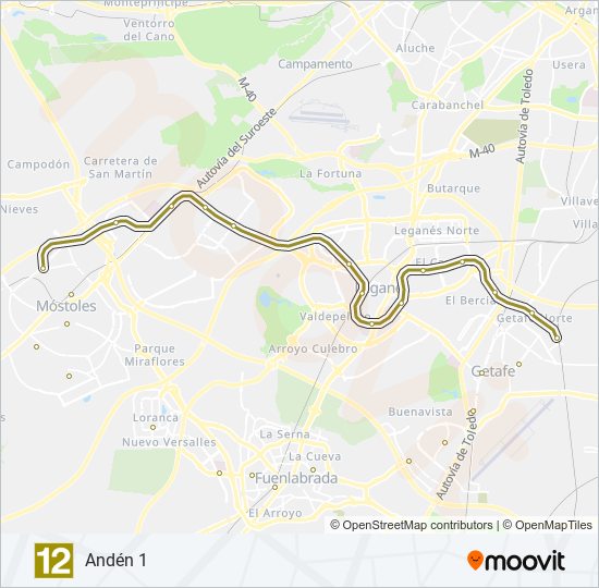 Mapa de M-12 de metro