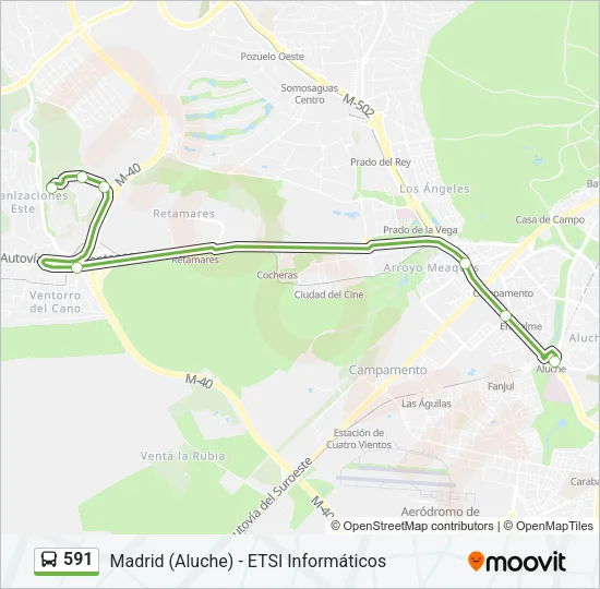 591 Bus Line Map
