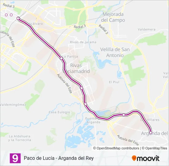 M-9 Metro Line Map