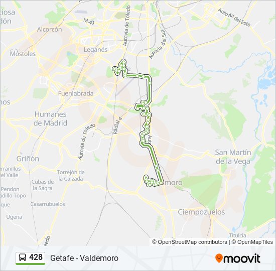 Mapa de 428 de autobús