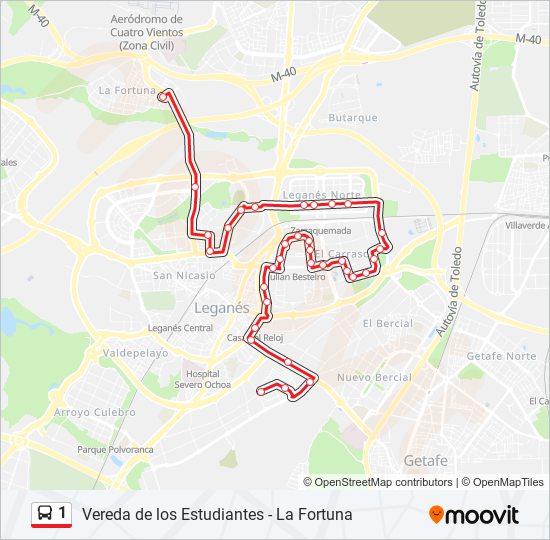 Mapa de 1 de autobús