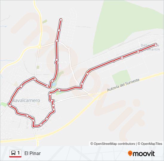 Mapa de 1 de autobús