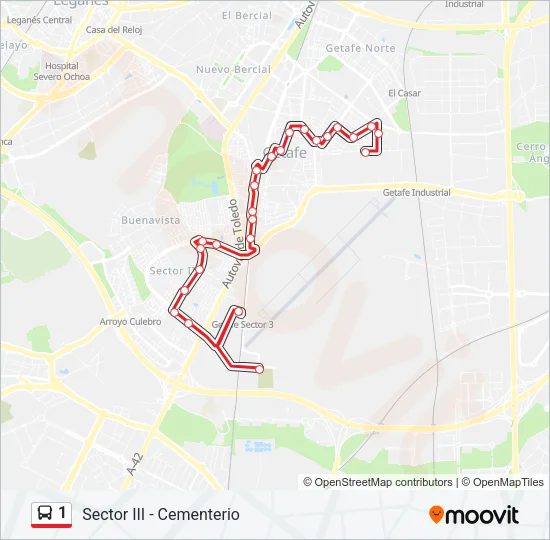 1 bus Mapa de línia