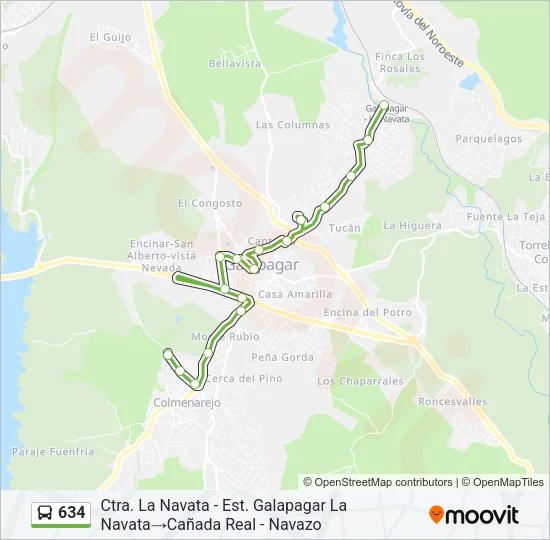 634 Bus Line Map