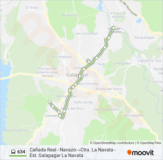 634 bus Mapa de línia