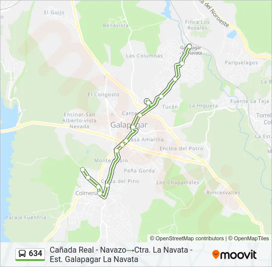 634 Bus Line Map