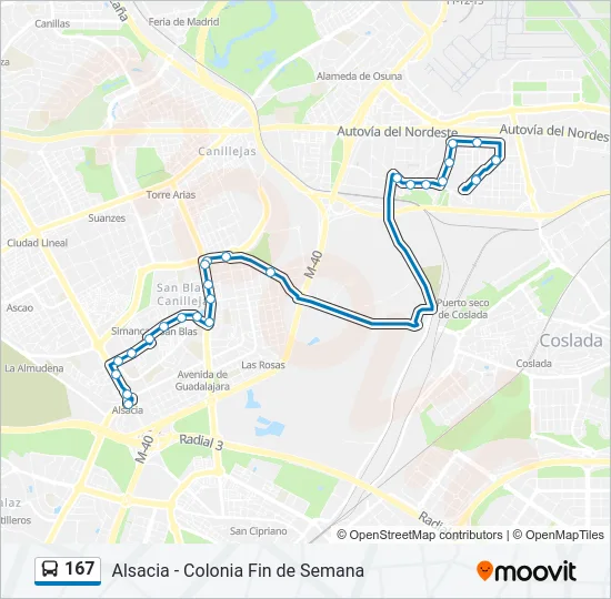 167 Bus Line Map