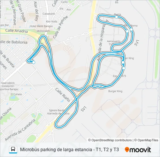 LARGA ESTANCIA T1, T2, T3 Bus Line Map