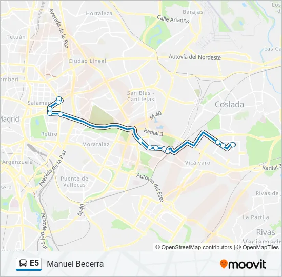 E5 Bus Line Map