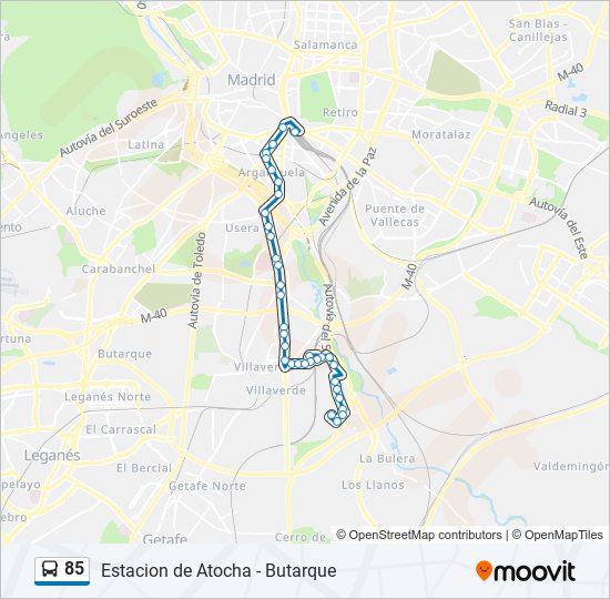 85 bus Mapa de línia