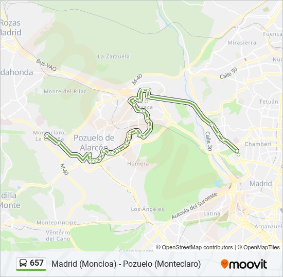 Mapa de 657 de autobús