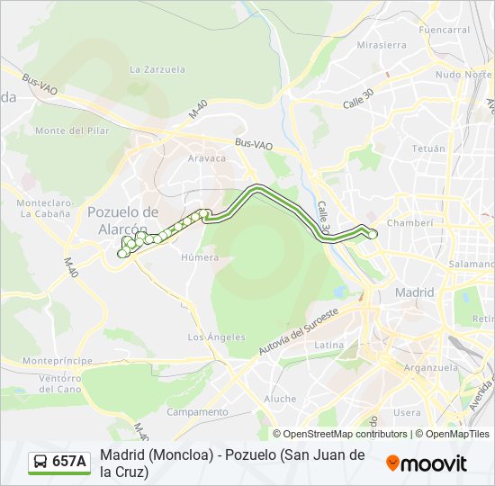 Mapa de 657A de autobús