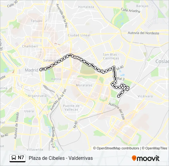 N7 Bus Line Map