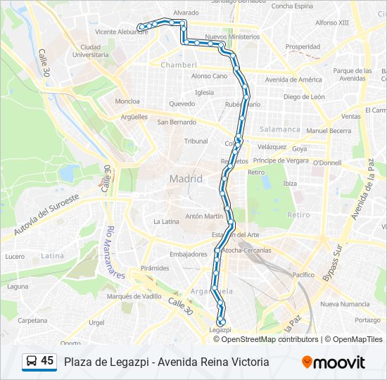 Mapa de 45 de autobús