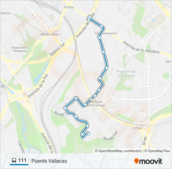 111 Bus Line Map
