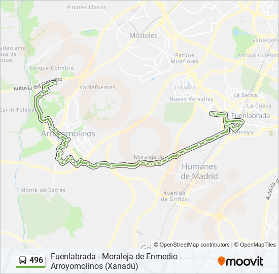 Mapa de 496 de autobús