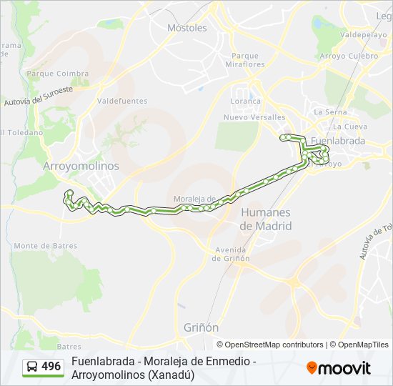 496 bus Mapa de línia