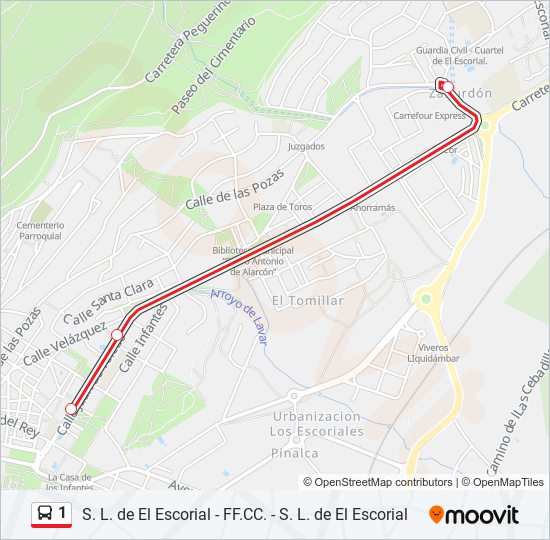 Mapa de 1 de autobús