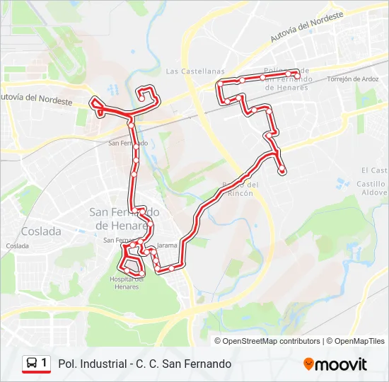 1 Bus Line Map