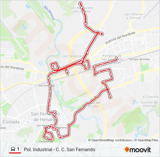 1 Bus Line Map
