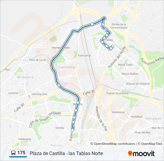 Mapa de 175 de autobús