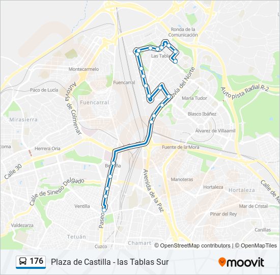 Mapa de 176 de autobús