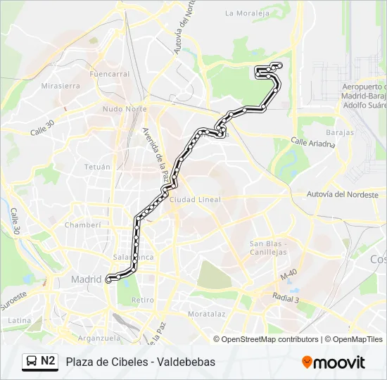 N2 Bus Line Map