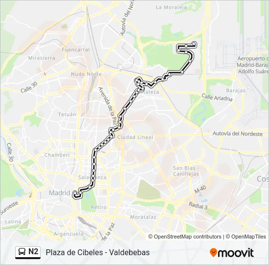 N2 Bus Line Map
