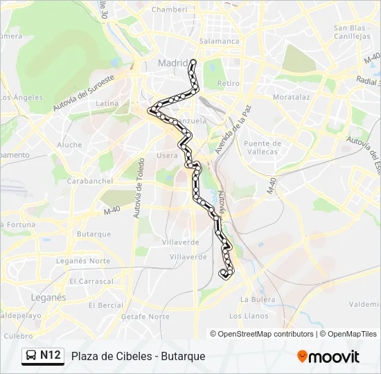 N12 Bus Line Map