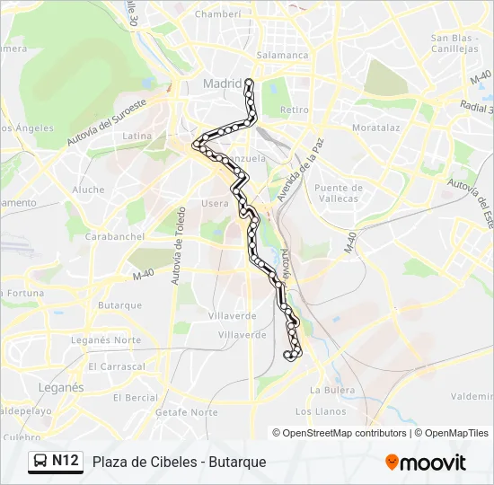 N12 Bus Line Map
