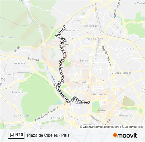 N20 Bus Line Map
