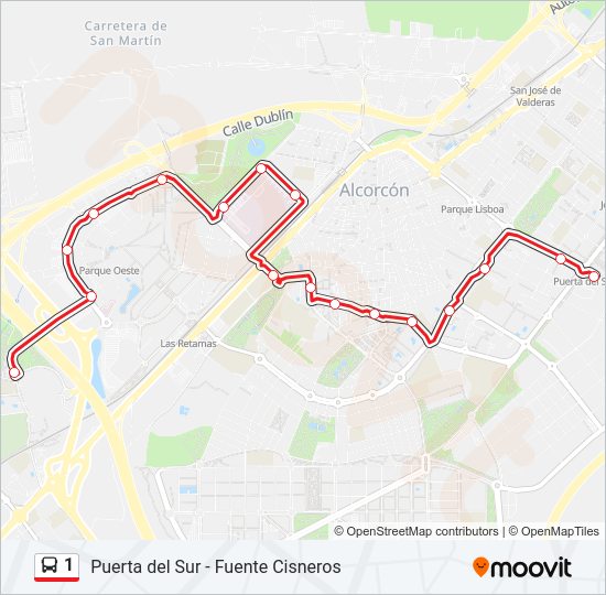 1 Bus Line Map