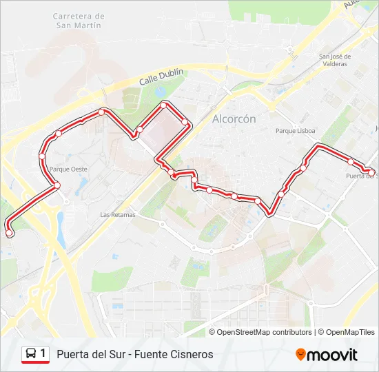 1 Bus Line Map