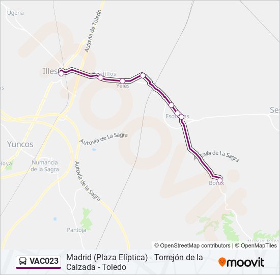 Mapa de VAC023 de autobús