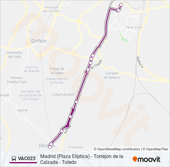 Mapa de VAC023 de autobús