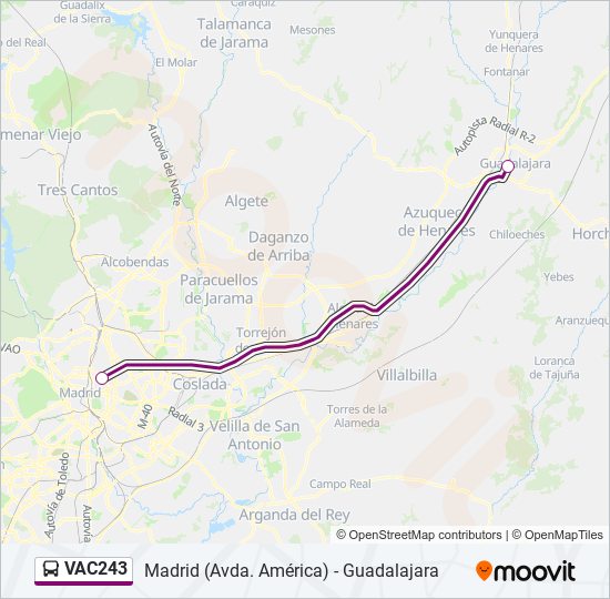 Mapa de VAC243 de autobús