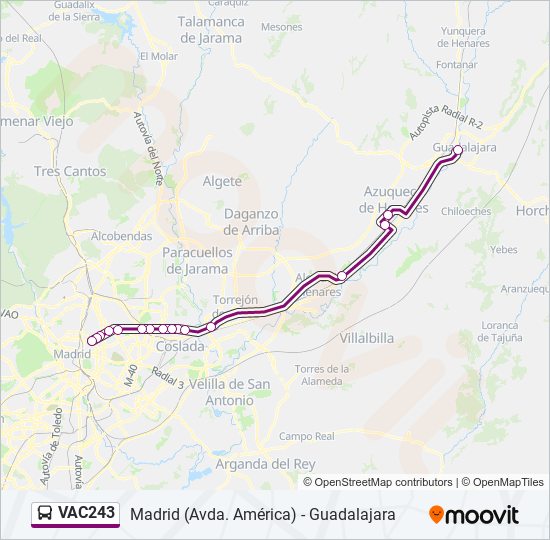 Mapa de VAC243 de autobús