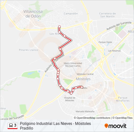 3 bus Mapa de línia