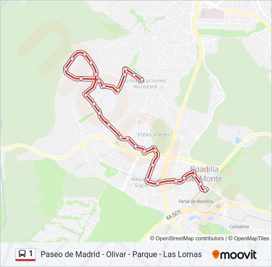 1 Bus Line Map